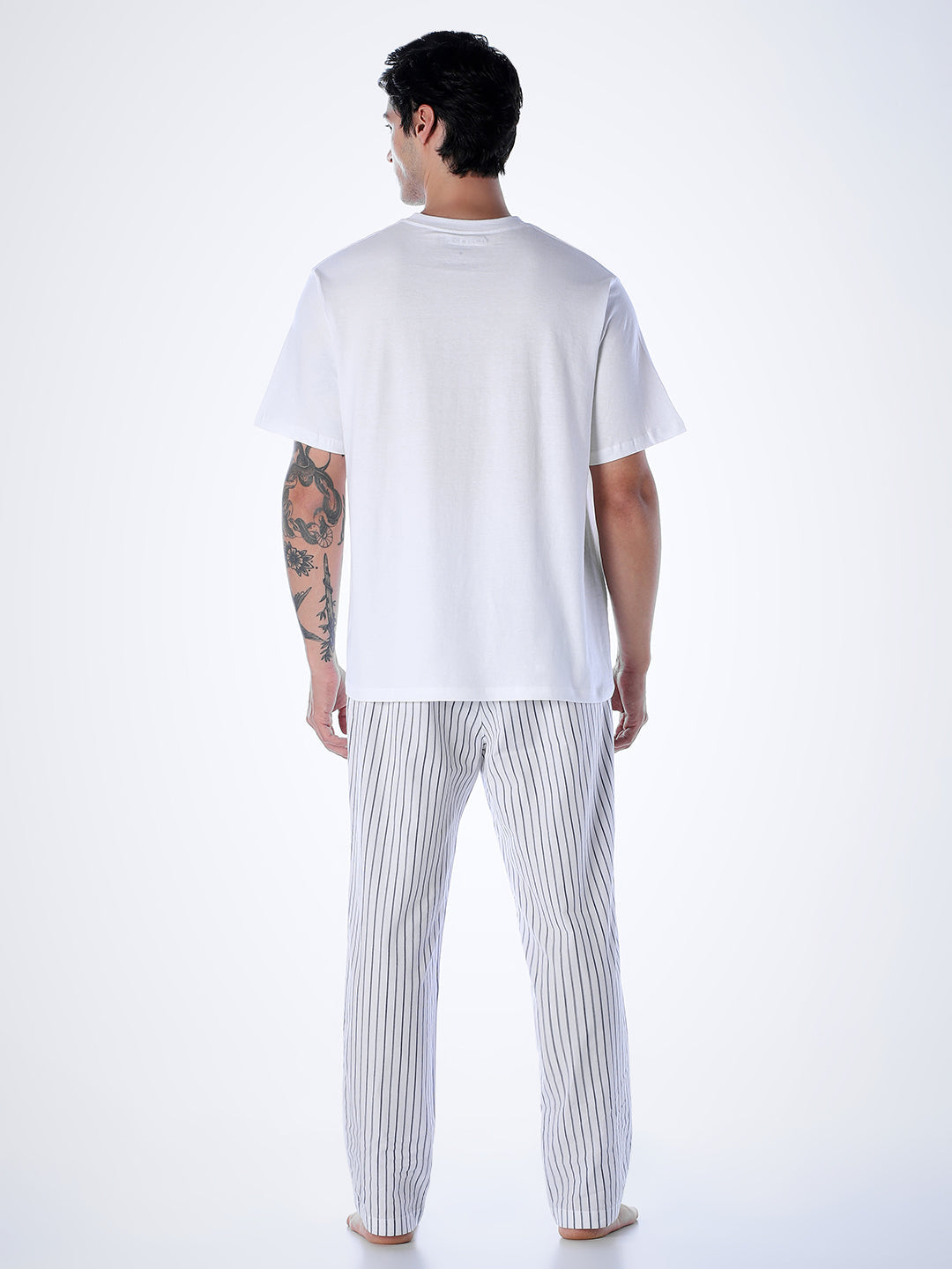 T-shirt & Striped Pants Loungewear Set