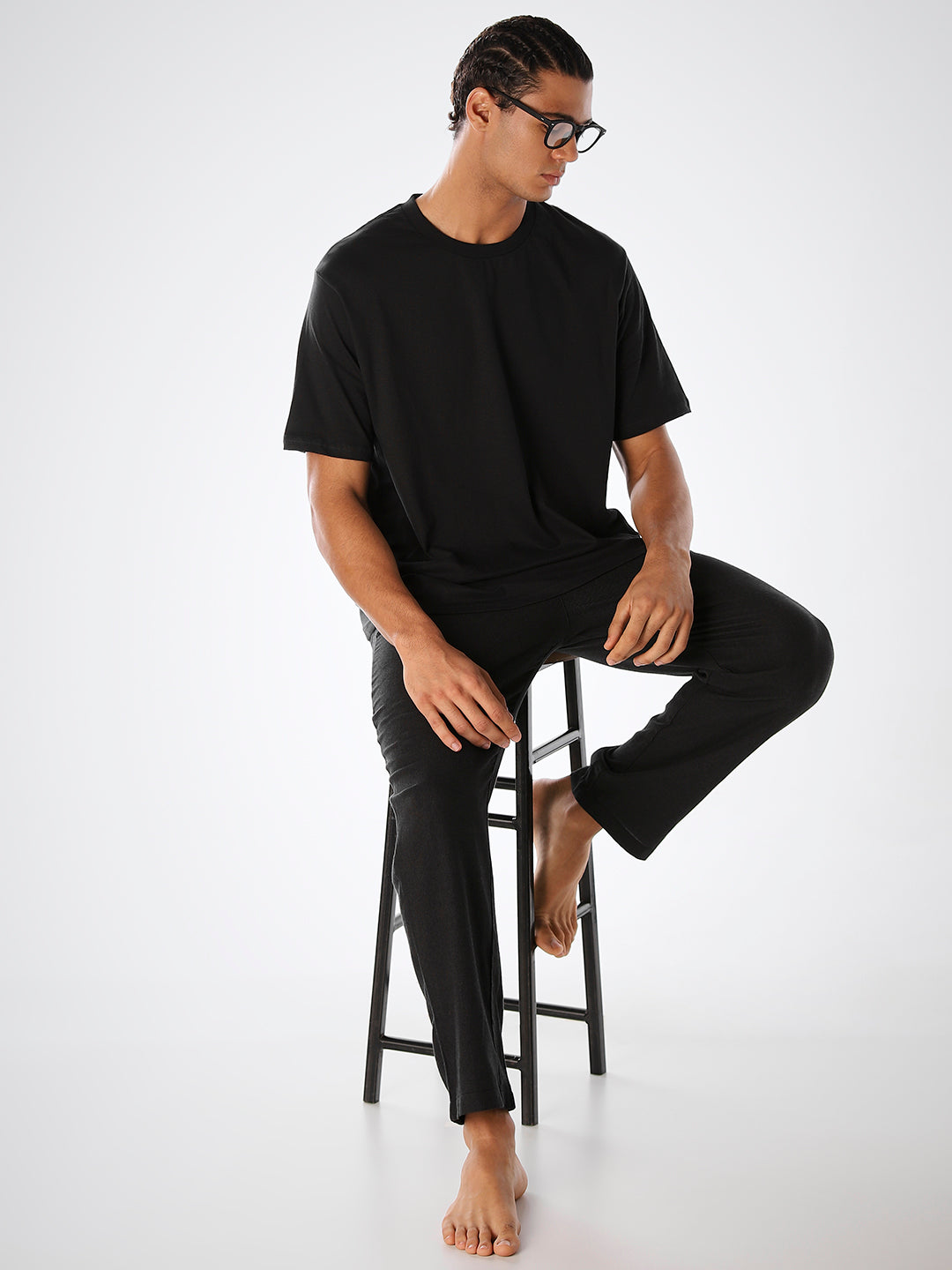 T-Shirt & Pant Loungewear Set - Black - S
