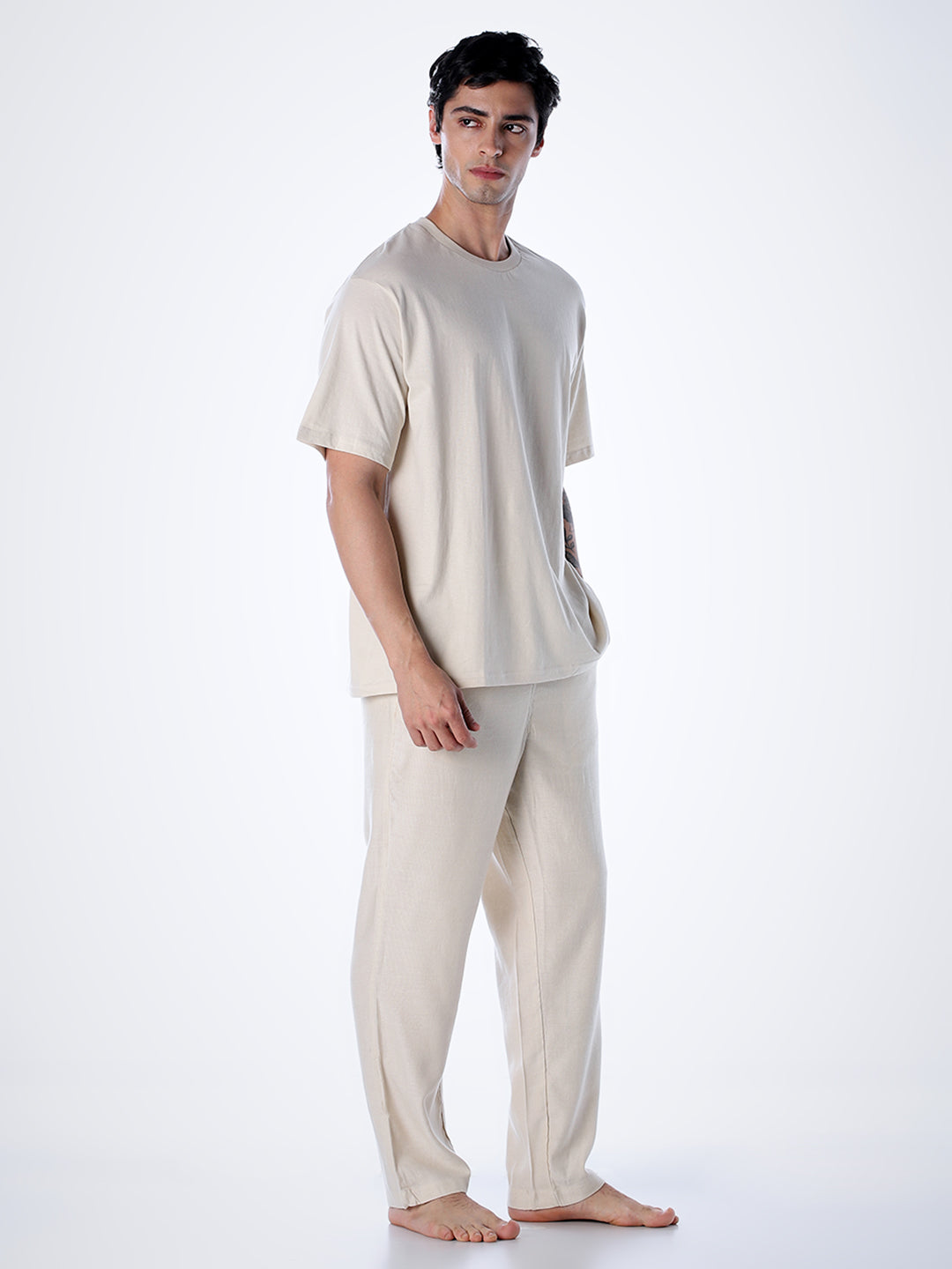 T-Shirt & Pant Loungewear Set - Beige