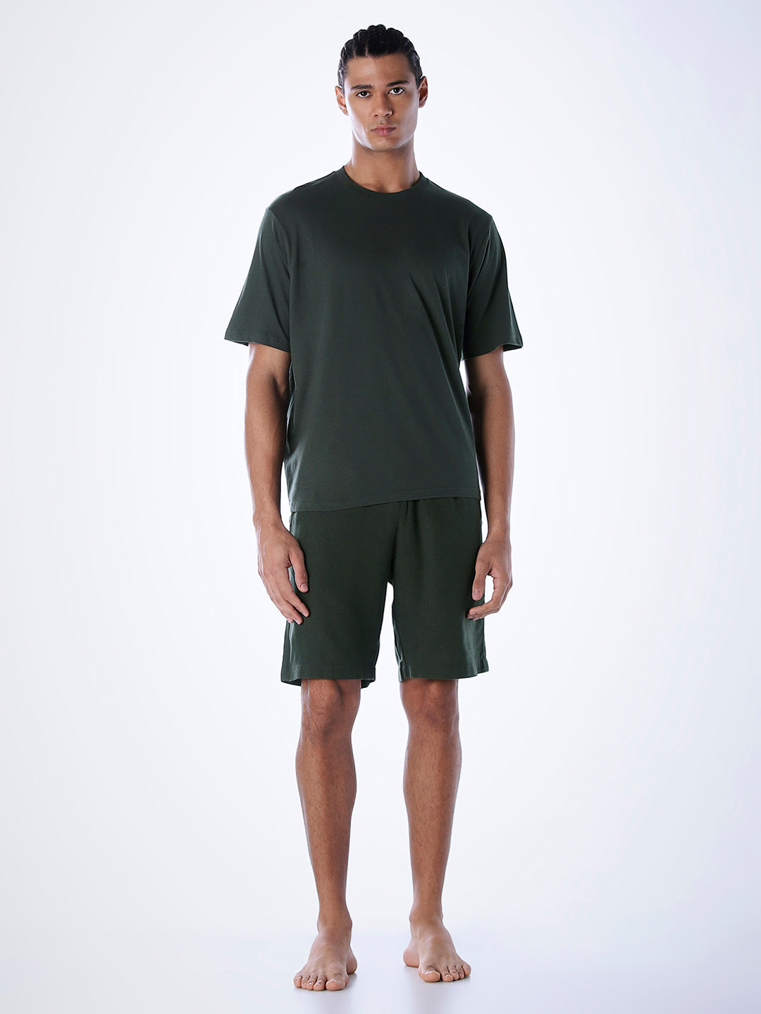 T-Shirt & Shorts Loungewear Set - Dark Green