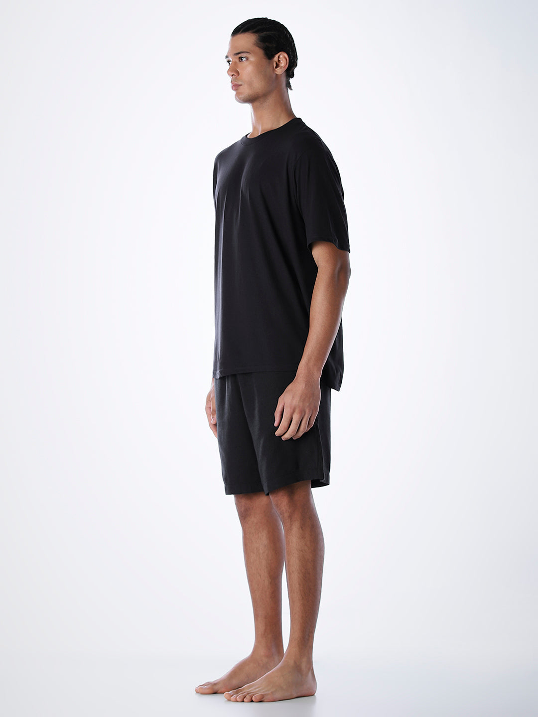 T-Shirt & Shorts Loungewear Set - Black