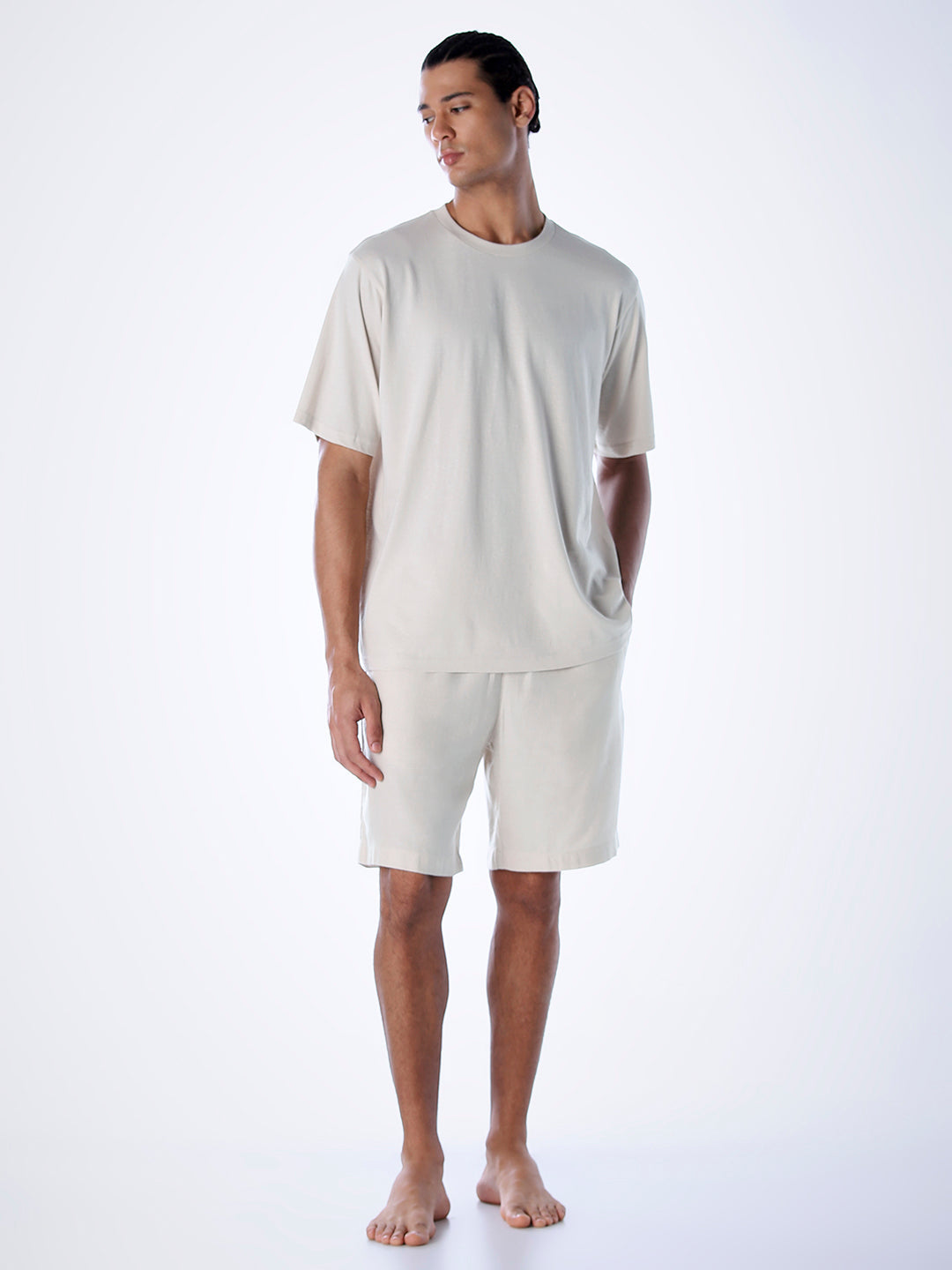 T-Shirt & Shorts Loungewear Set - Beige