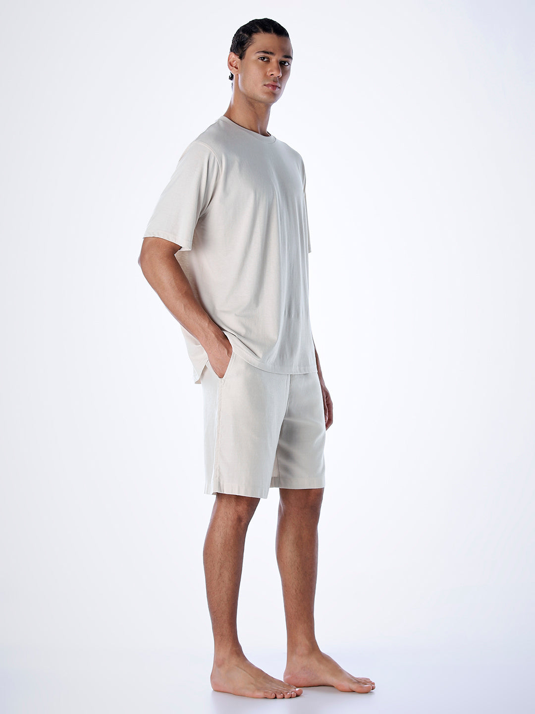 T-Shirt & Shorts Loungewear Set - Beige