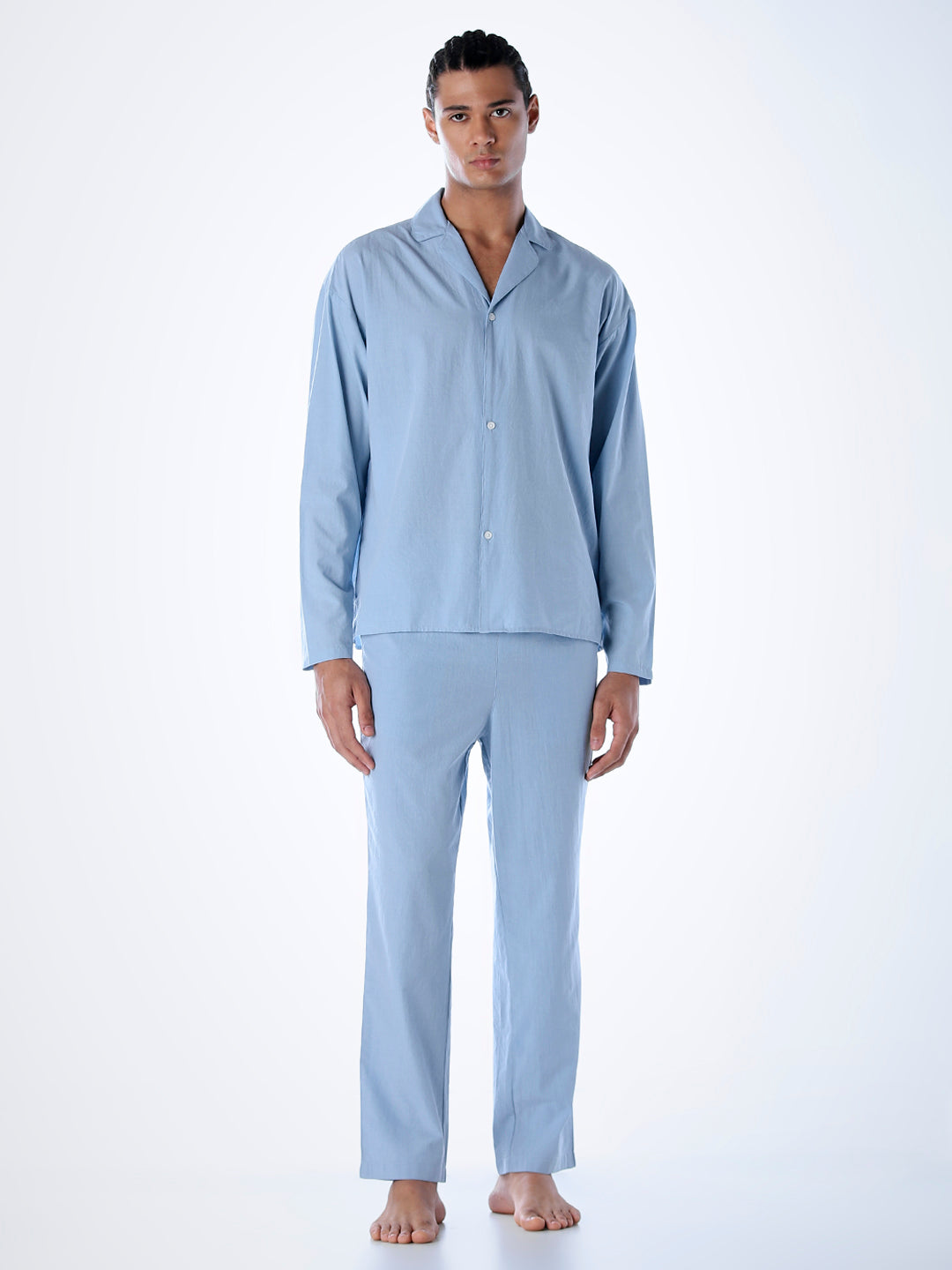 Sky Blue Shirt & Pyjama Set