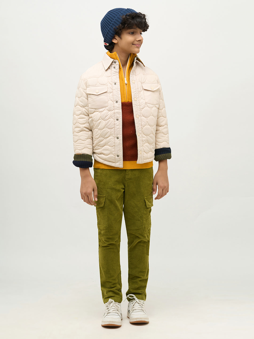 Boys Olive Green Corduroy Pants - 6/7Y