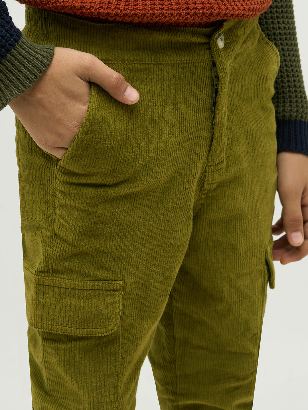 Boys Olive Green Corduroy Pants