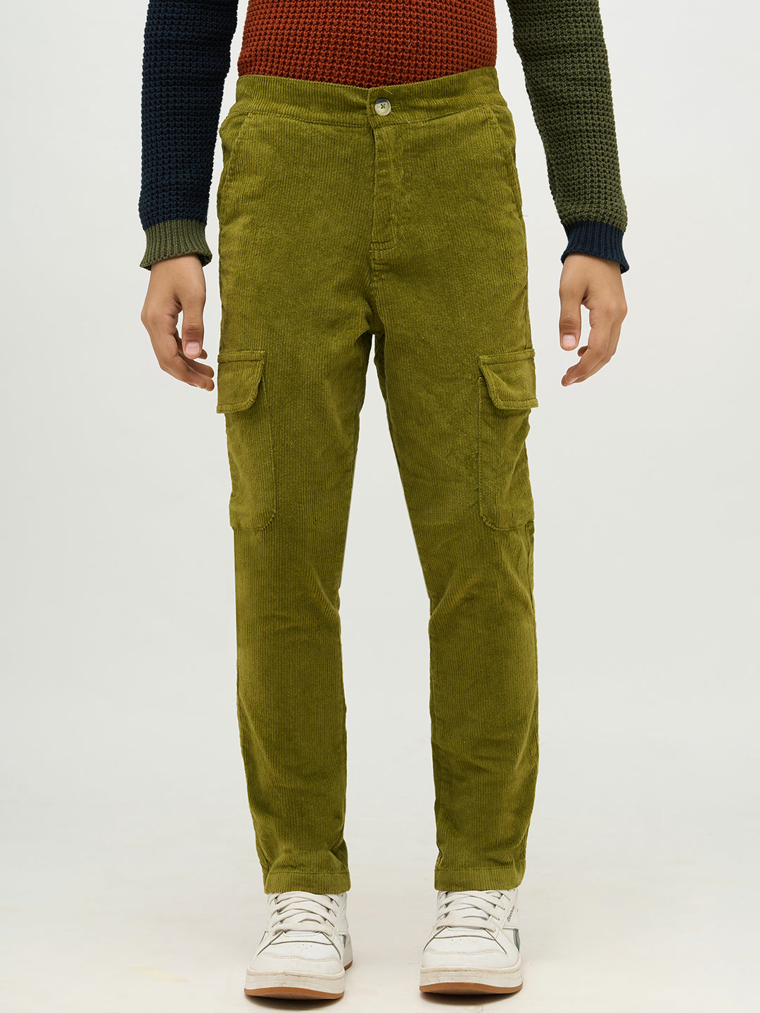 Boys Olive Green Corduroy Pants
