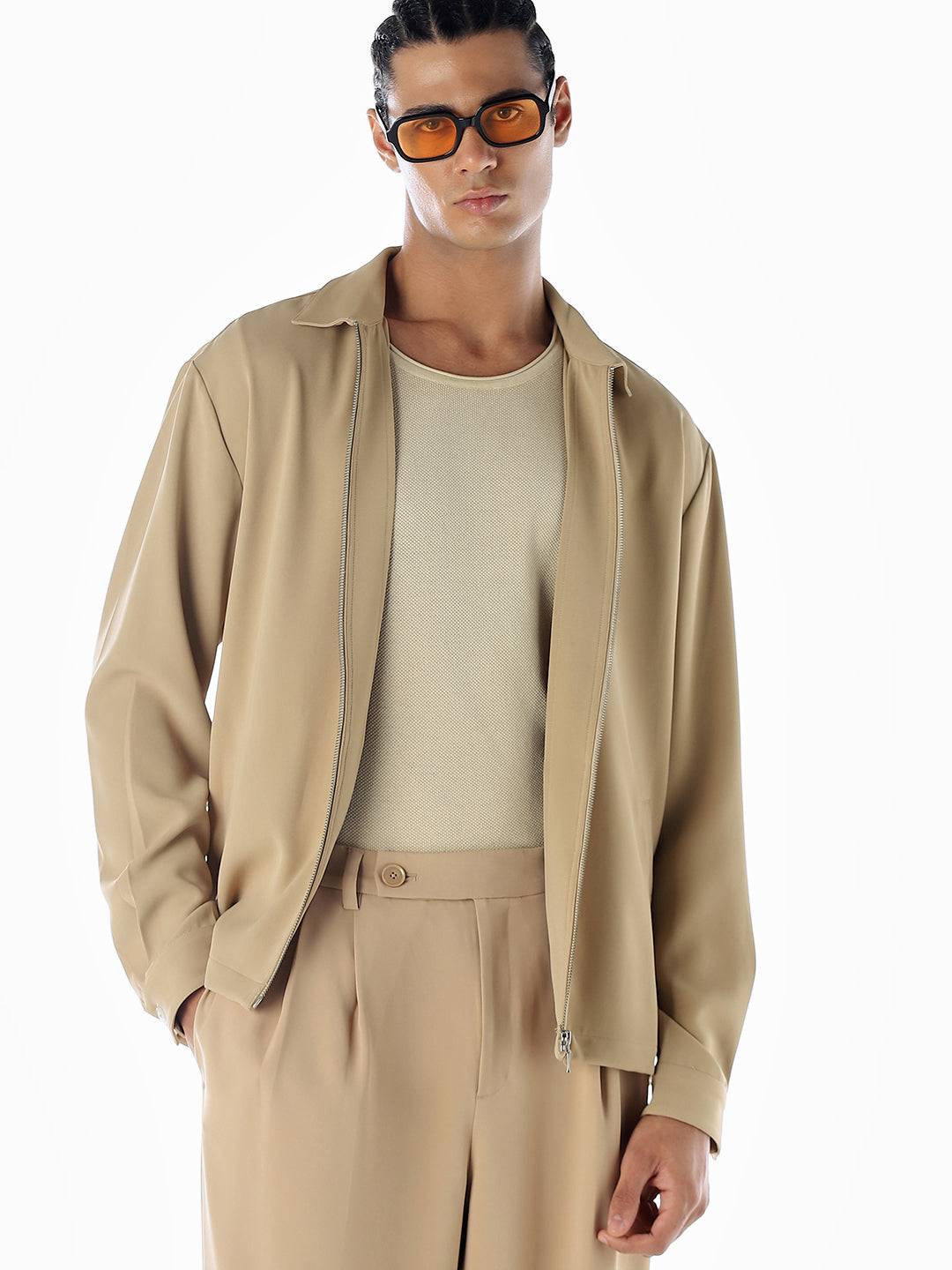 Zip-Through Oversized Shirt - M