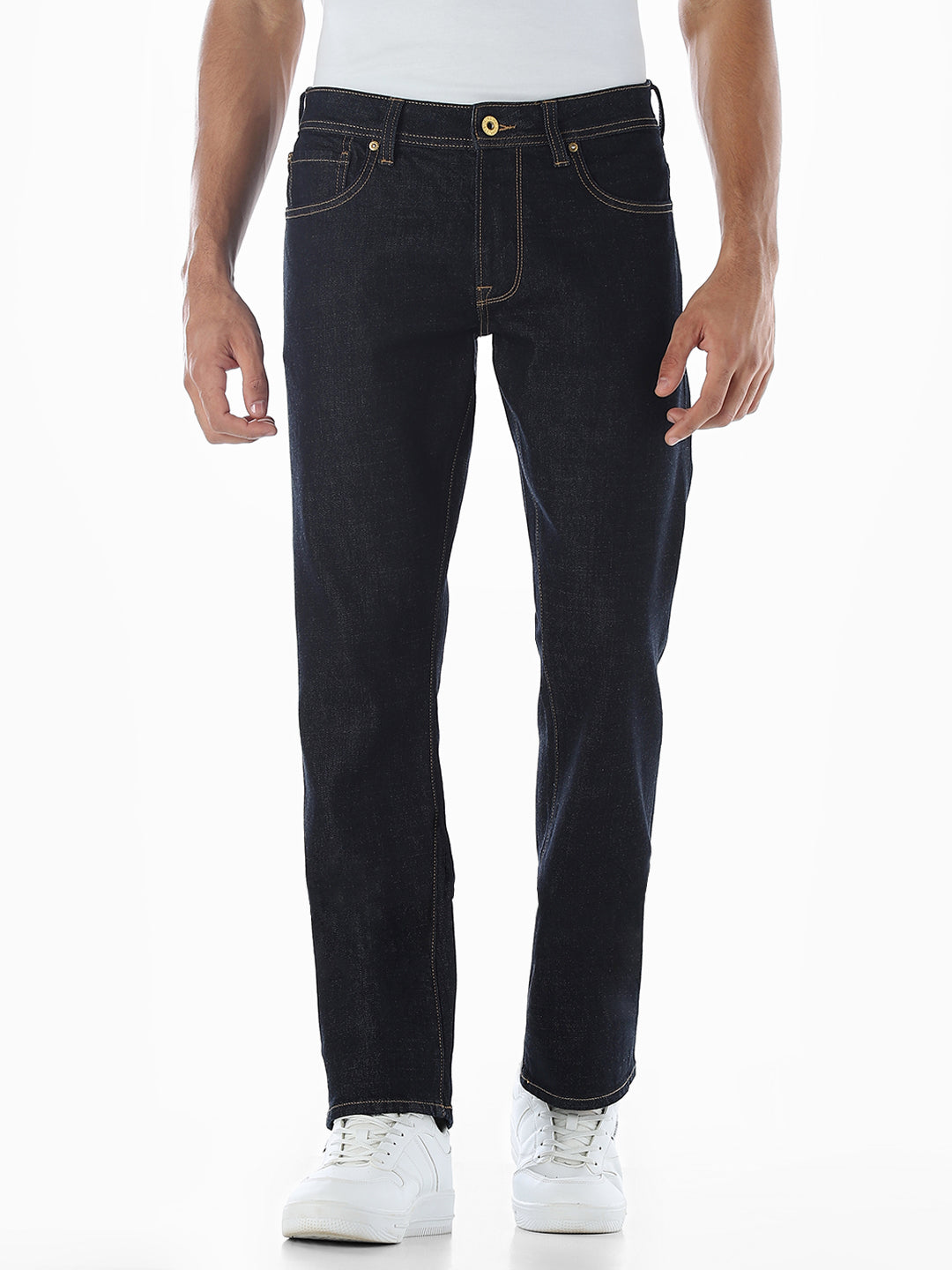 5 Pocket Contrast Stitch Regular Fit Jeans