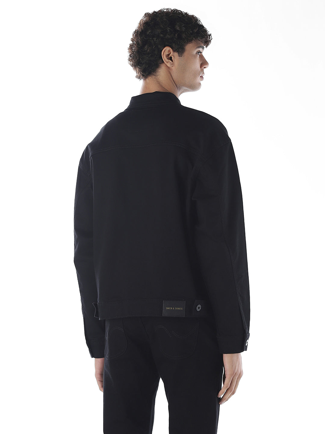 Black Cotton Blend Denim Jacket