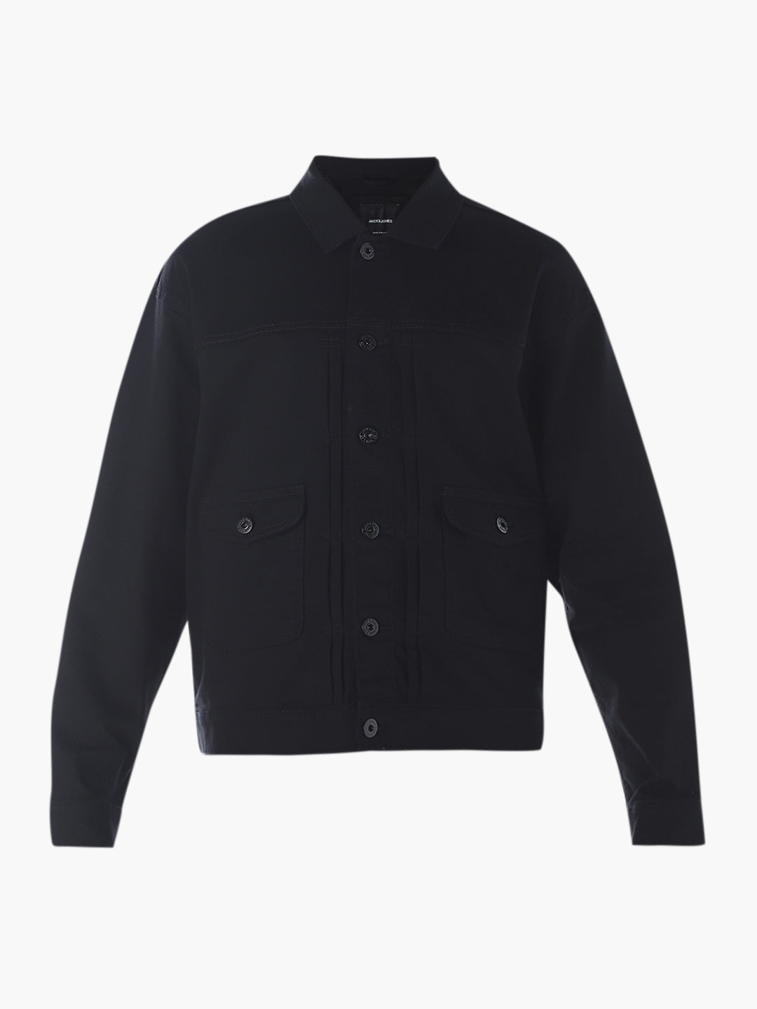 Black Cotton Blend Denim Jacket