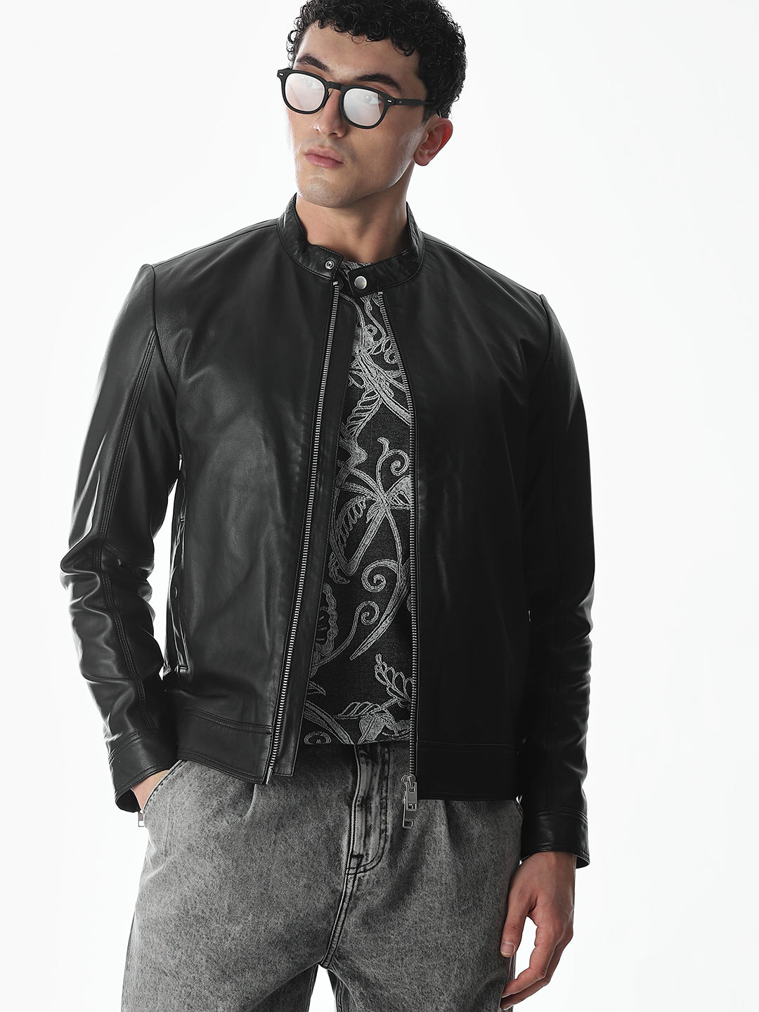 Black Tigor Leather Jacket - XXL