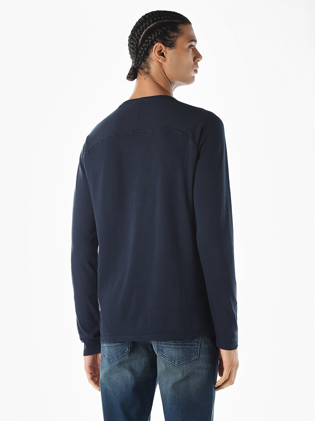 Navy Blue Full Sleeves T-shirt