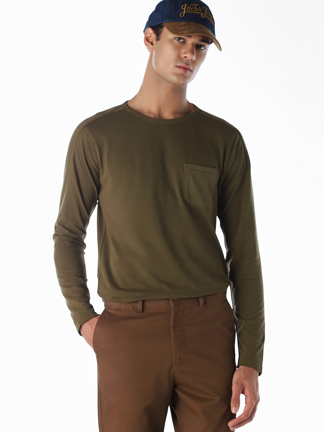 Chest Pocket Full Sleeves T-shirt - Green