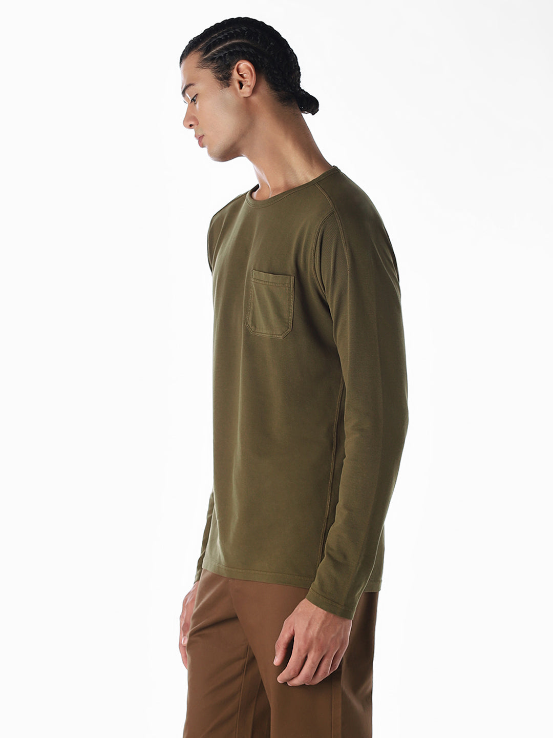 Chest Pocket Full Sleeves T-shirt - Green