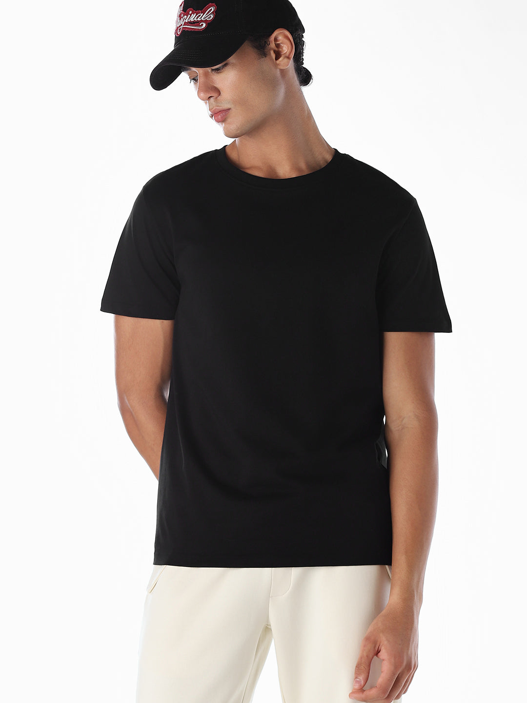 Cotton Regular Fit T-shirt - Black - S