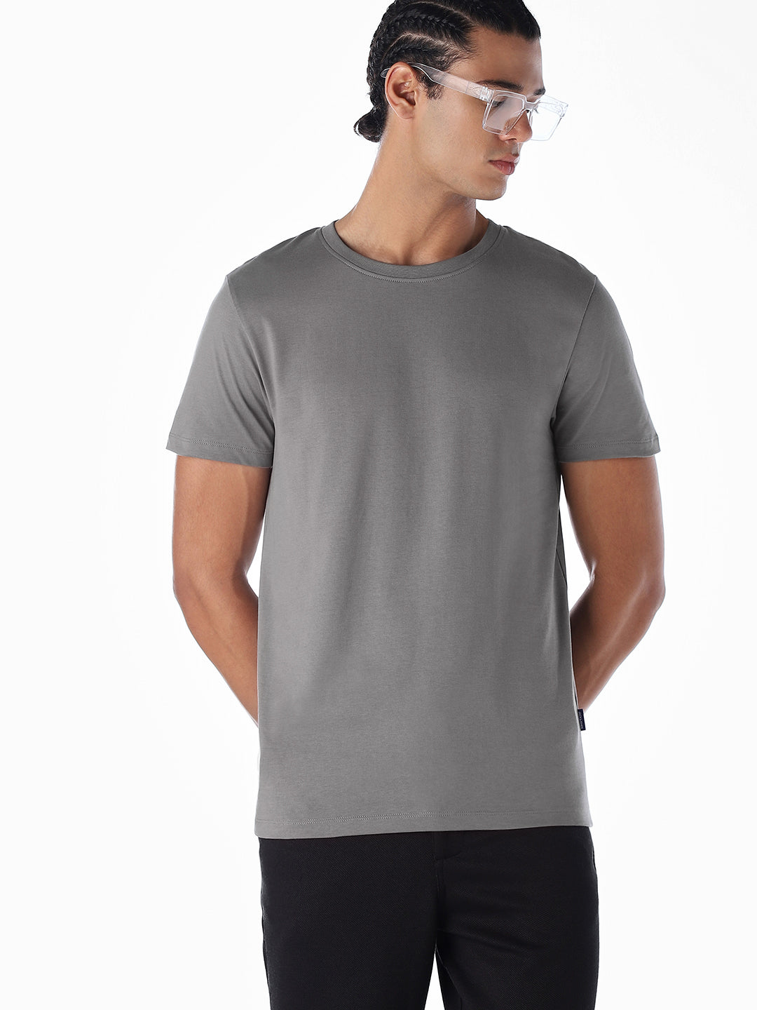 Cotton Regular Fit T-shirt - Grey - S
