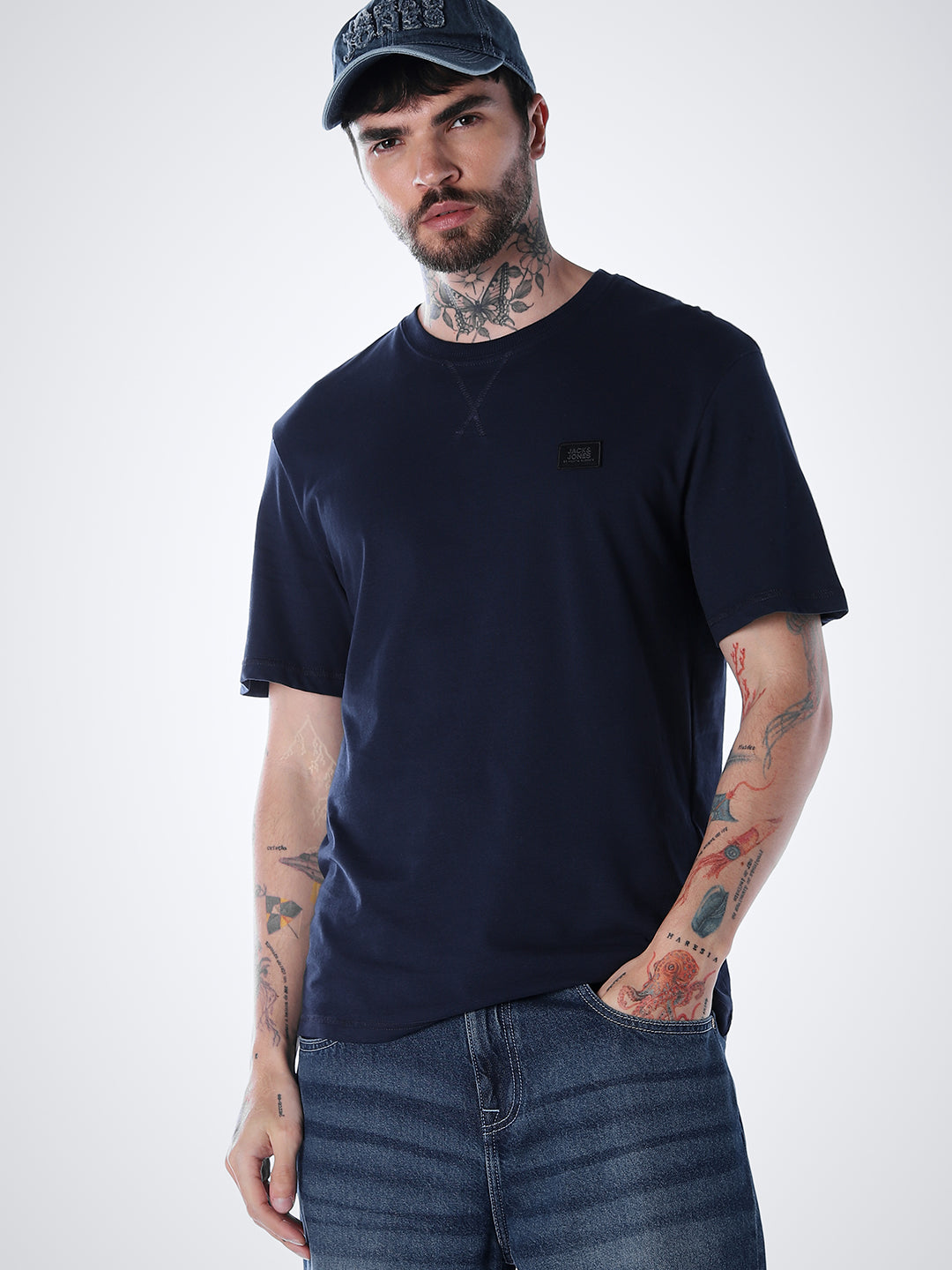 Classic Twill Crew Neck T-shirt - Navy - S