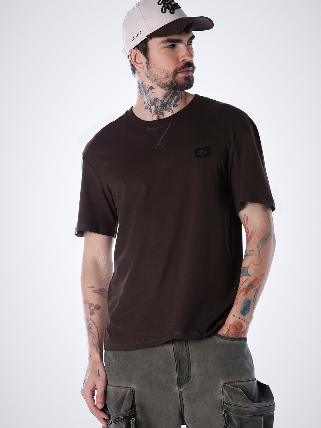 Classic Twill Crew Neck T-shirt - Brown - S