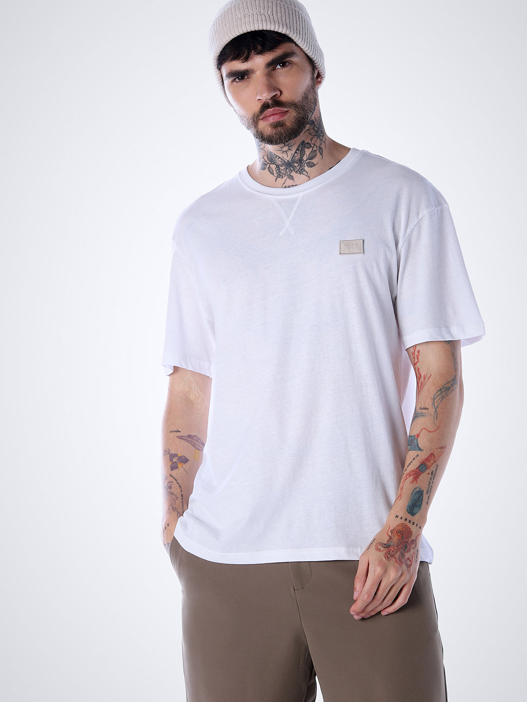 Classic Twill Crew Neck T-shirt - White - S