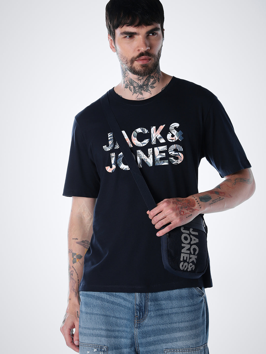 Tropical Logo Print T-shirt - Blue - S