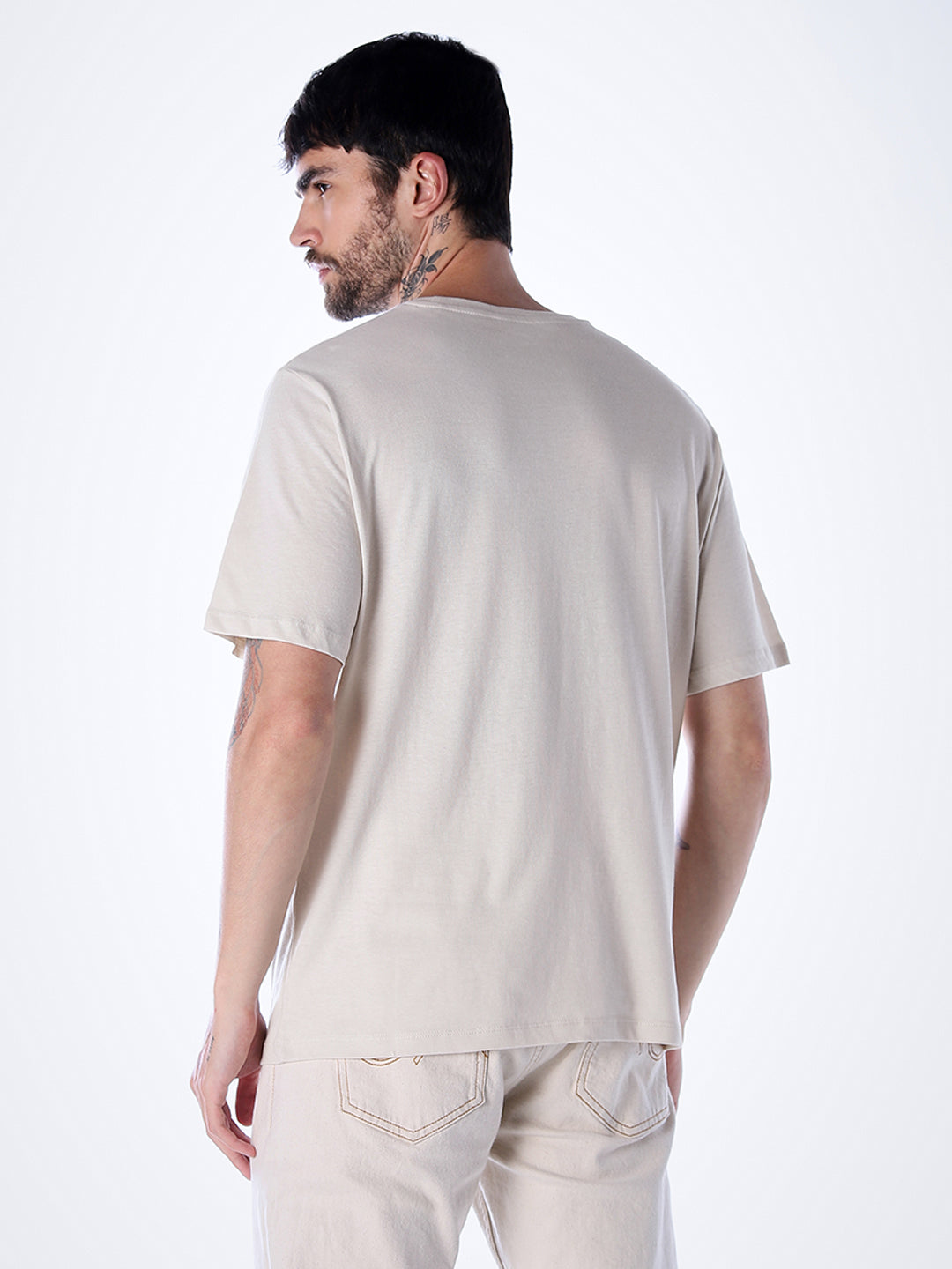 Tropical Logo Print T-shirt - Beige