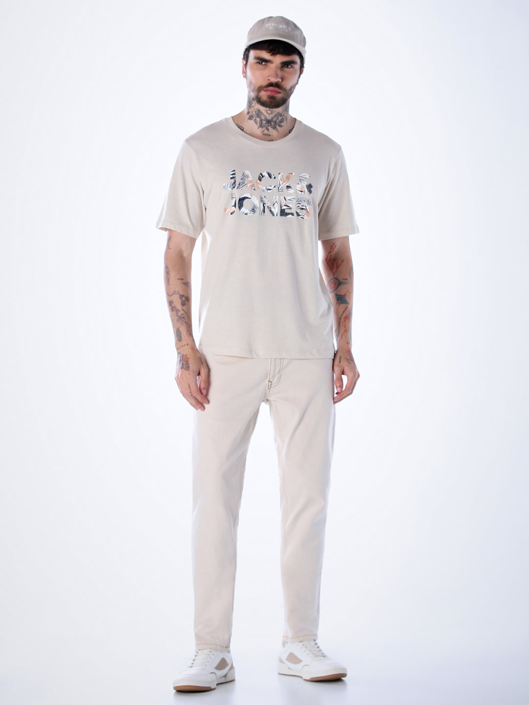 Tropical Logo Print T-shirt - Beige