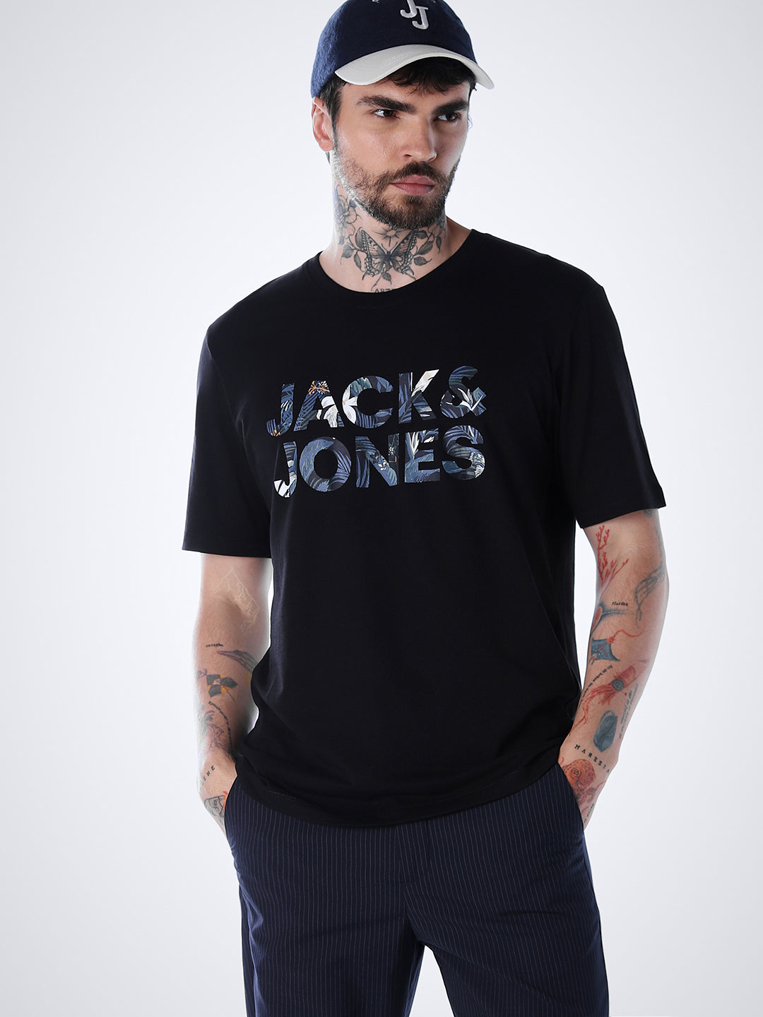 Tropical Logo Print T-shirt - Black