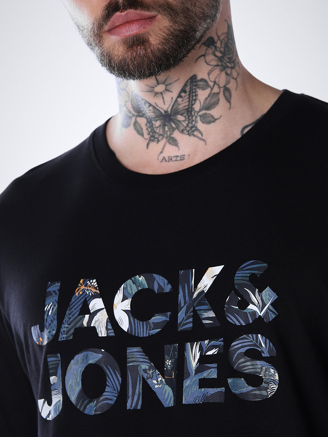 Tropical Logo Print T-shirt - Black