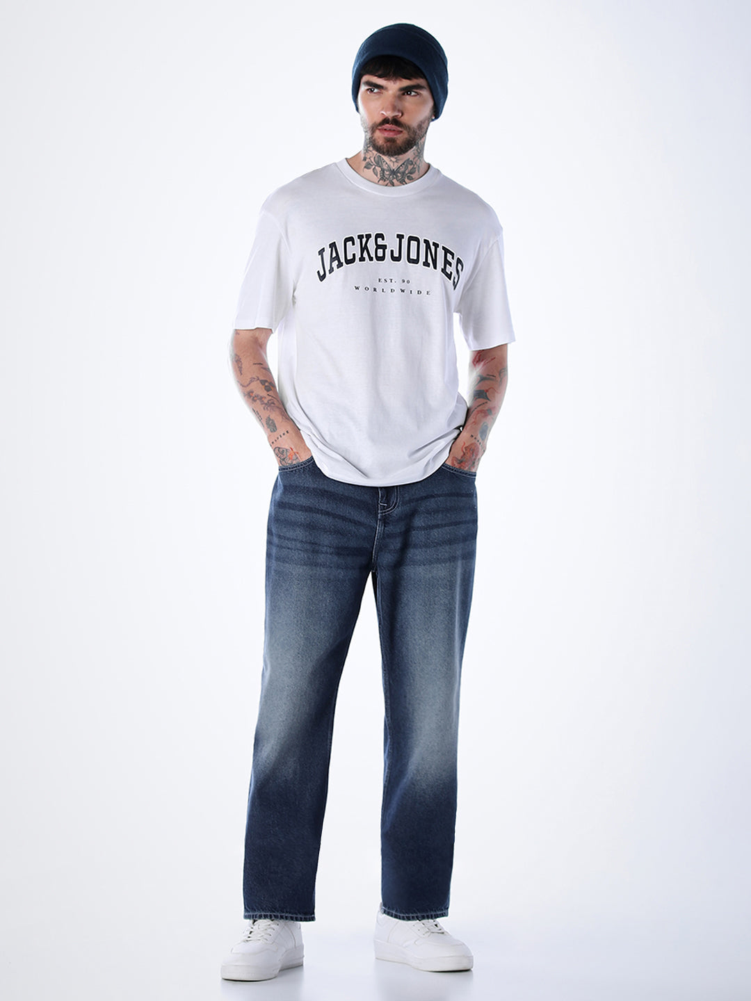 Varsity O-Neck T-shirt - White