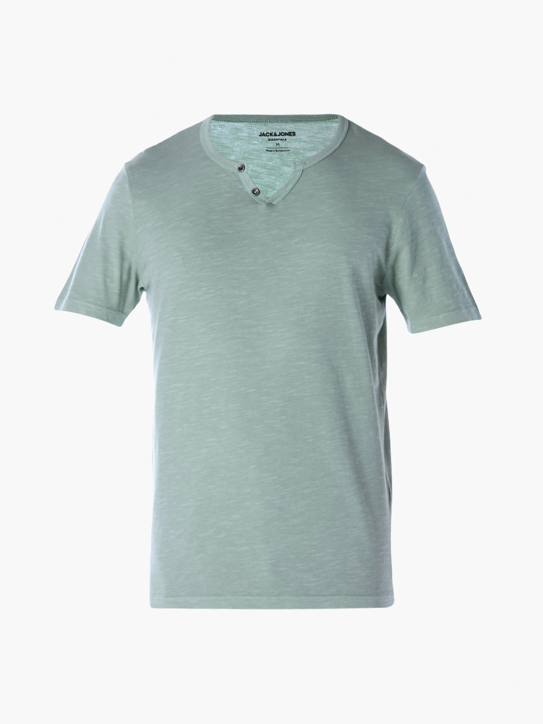 Split Neck Cotton T-shirt - Green