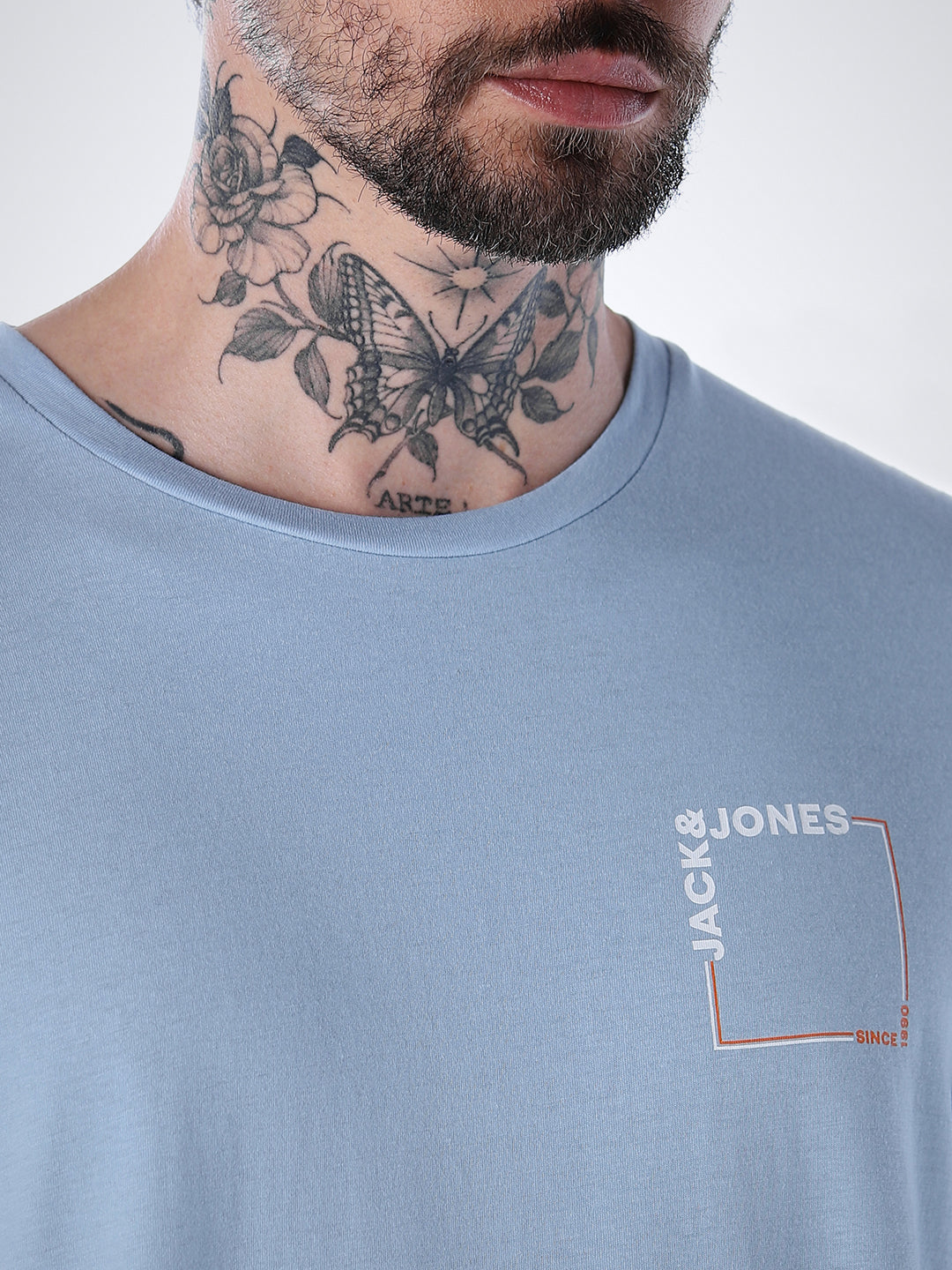 Logo print Cotton Crew Neck T-shirt - Light Blue