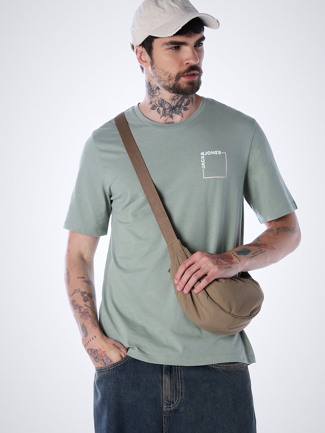 Logo print Cotton Crew Neck T-shirt - Green - S