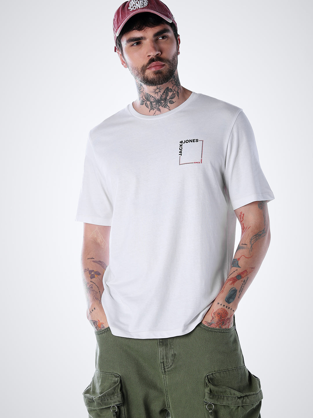 Logo print Cotton Crew Neck T-shirt - White - S