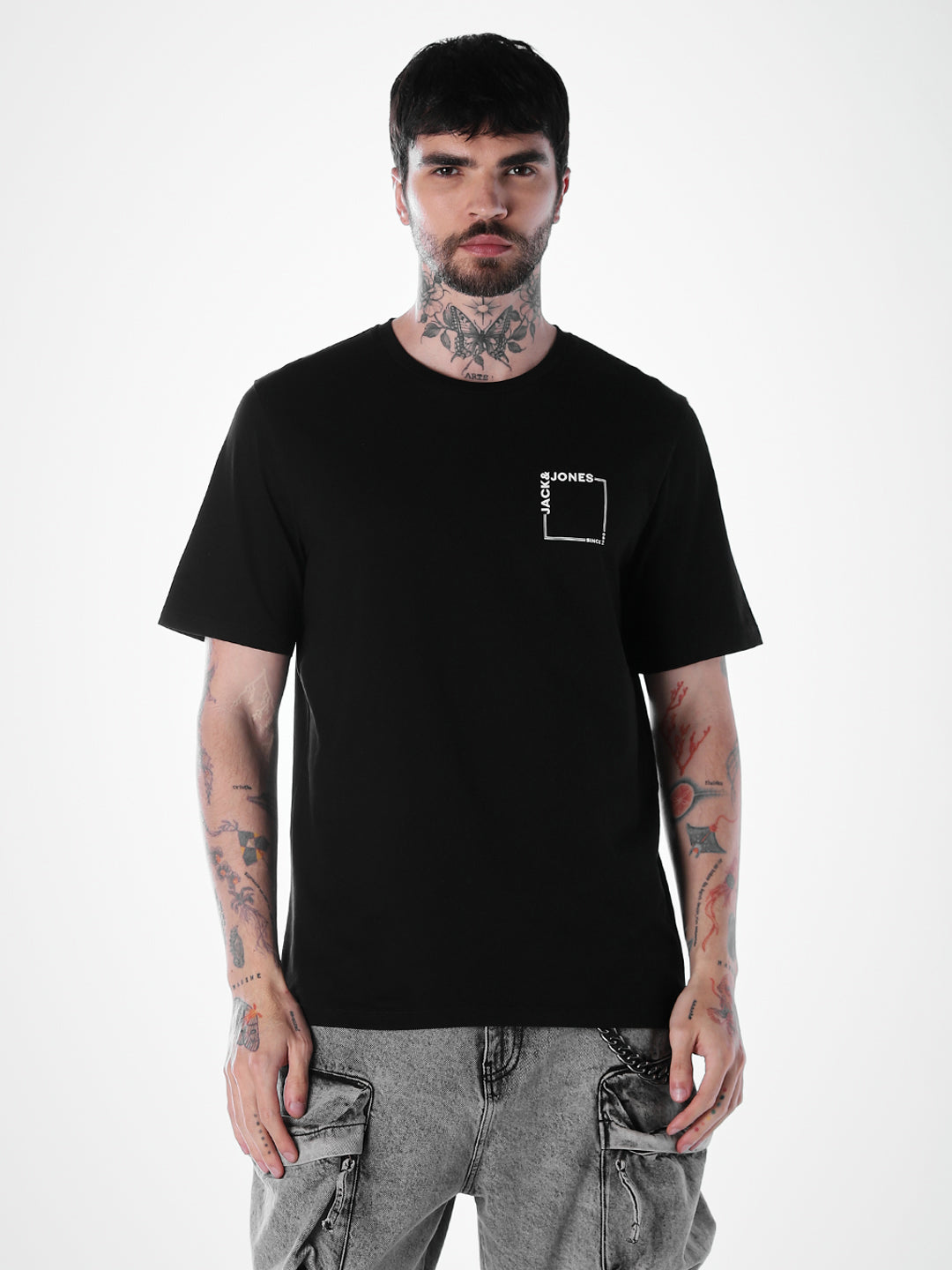 Logo print Cotton Crew Neck T-shirt - Black
