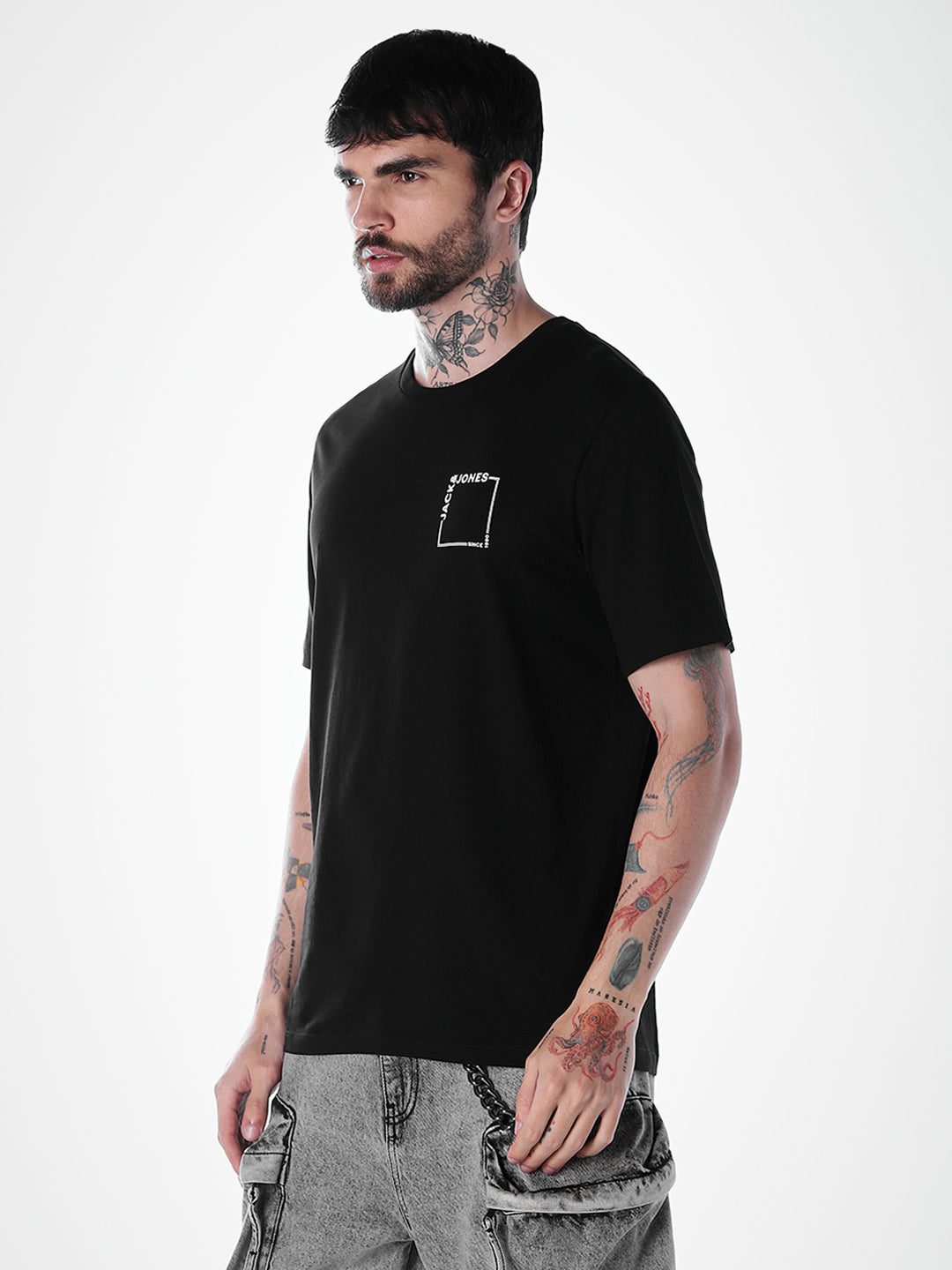Logo print Cotton Crew Neck T-shirt - Black