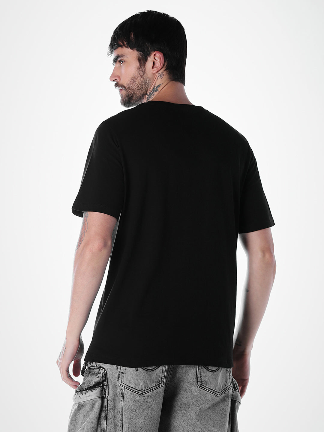 Logo print Cotton Crew Neck T-shirt - Black
