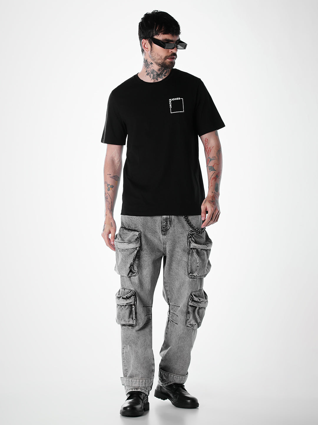 Logo print Cotton Crew Neck T-shirt - Black