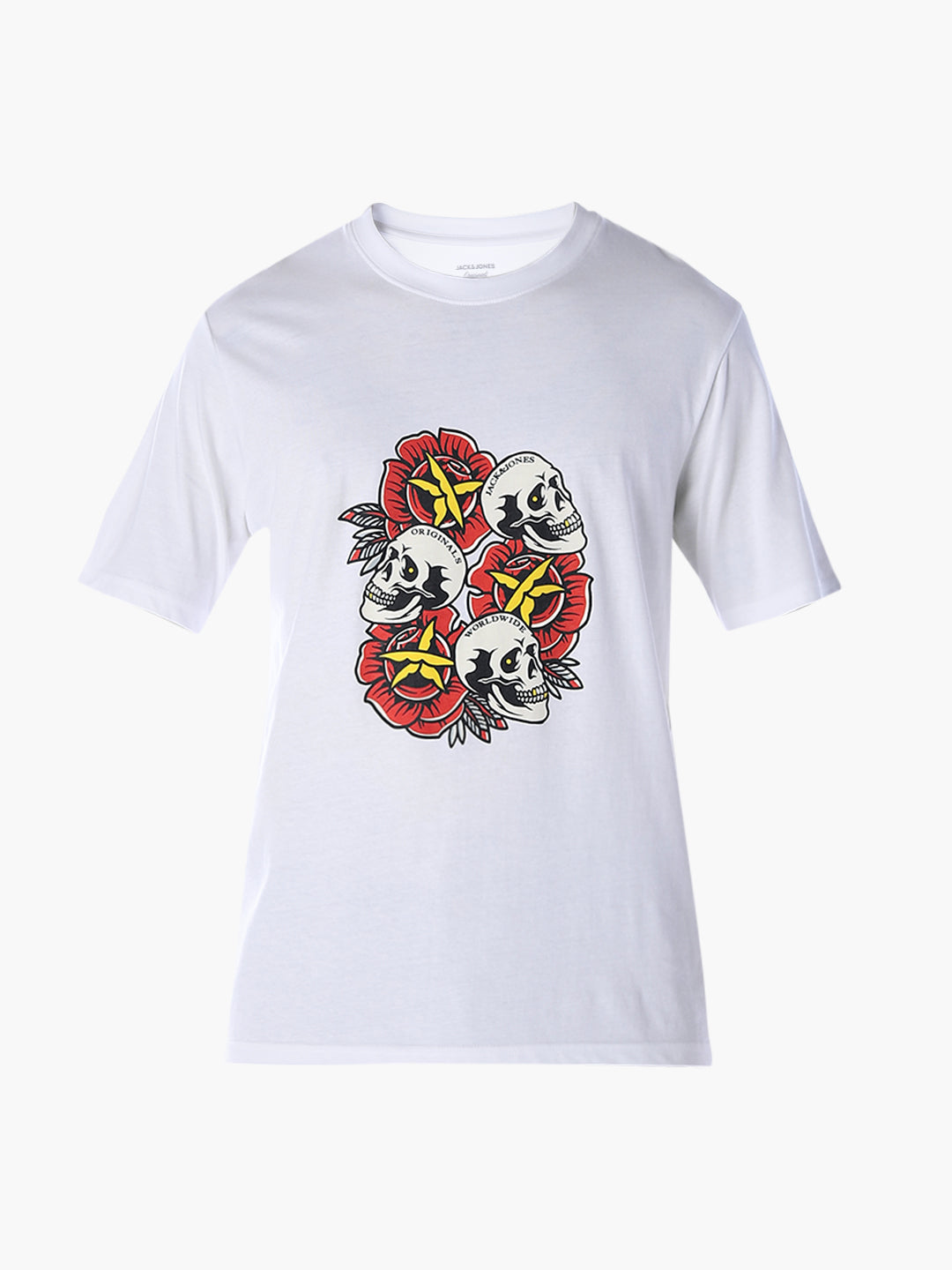 Skull Print Cotton T-shirt - White