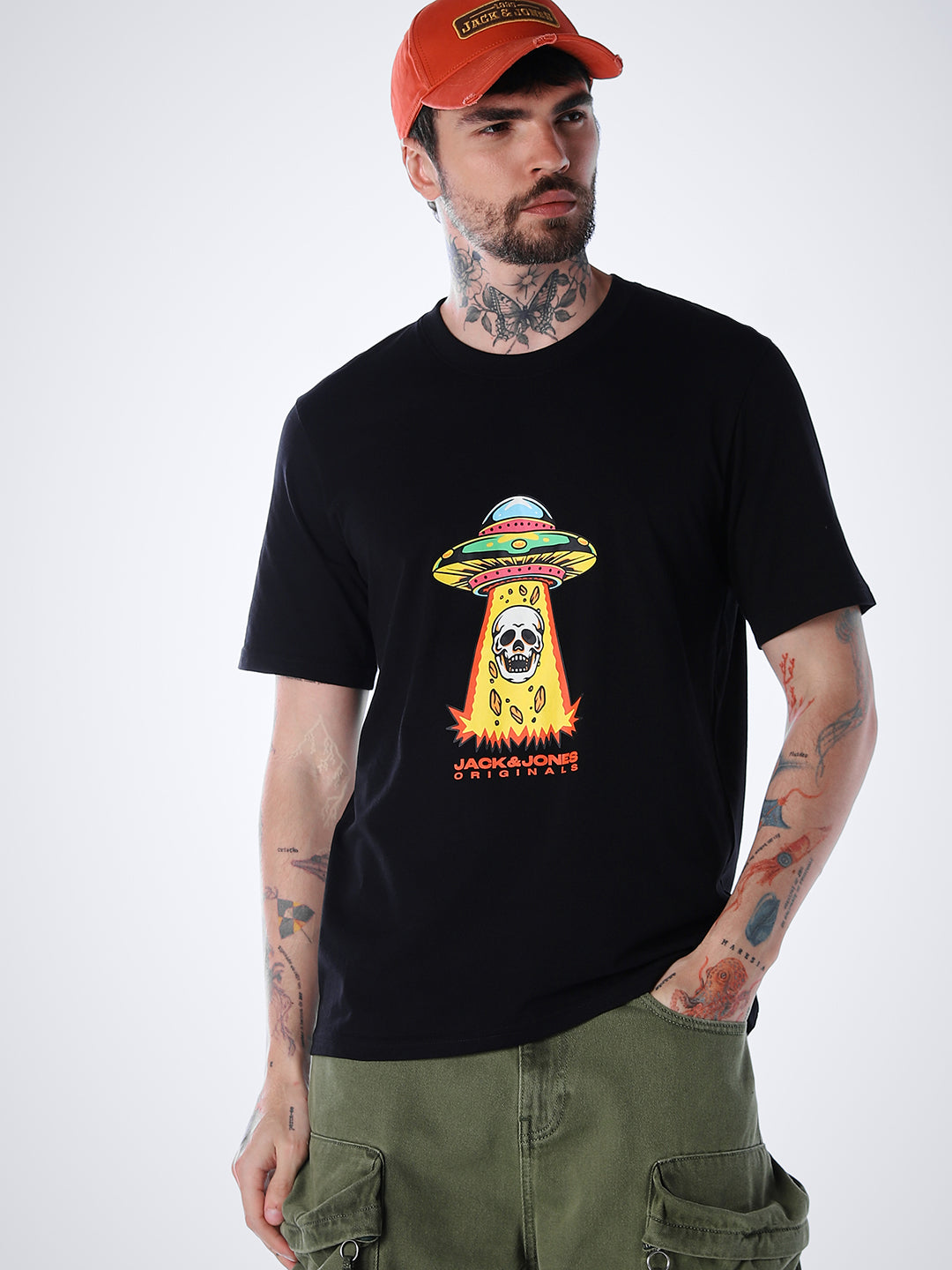 Skull Print Cotton T-shirt - Black