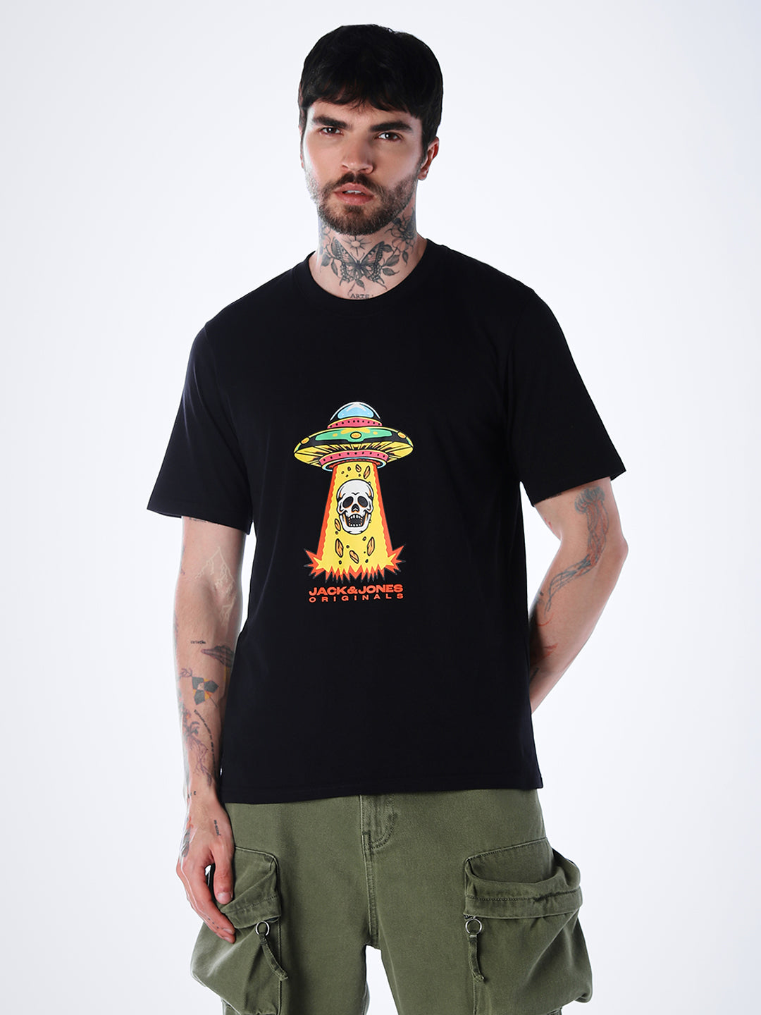 Skull Print Cotton T-shirt - Black