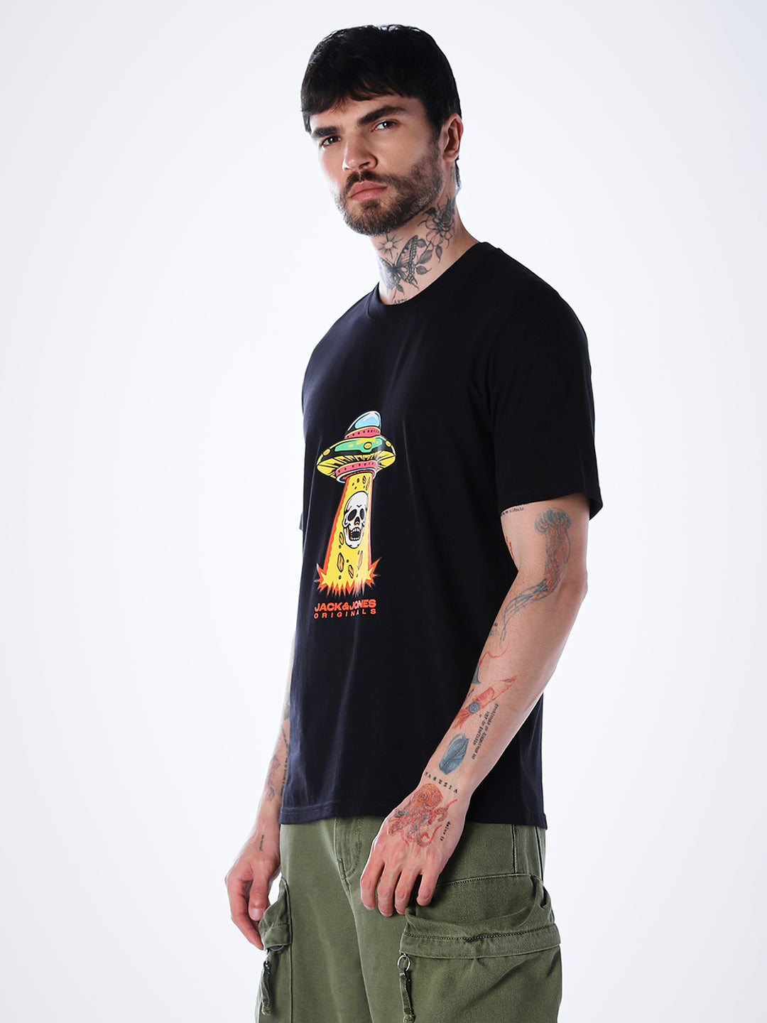 Skull Print Cotton T-shirt - Black
