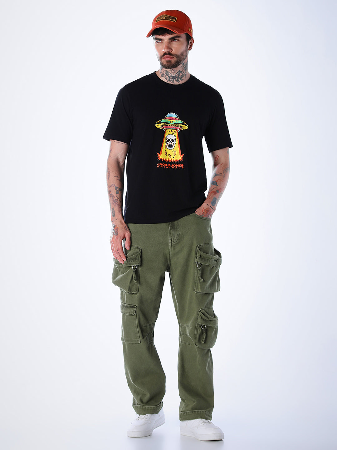 Skull Print Cotton T-shirt - Black