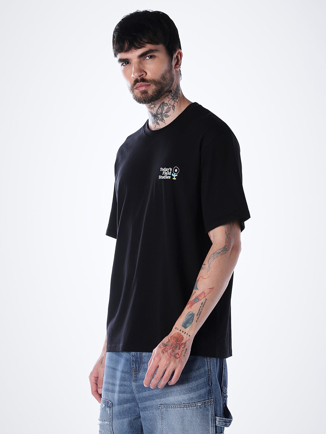 Printed Cotton T-shirt - Black