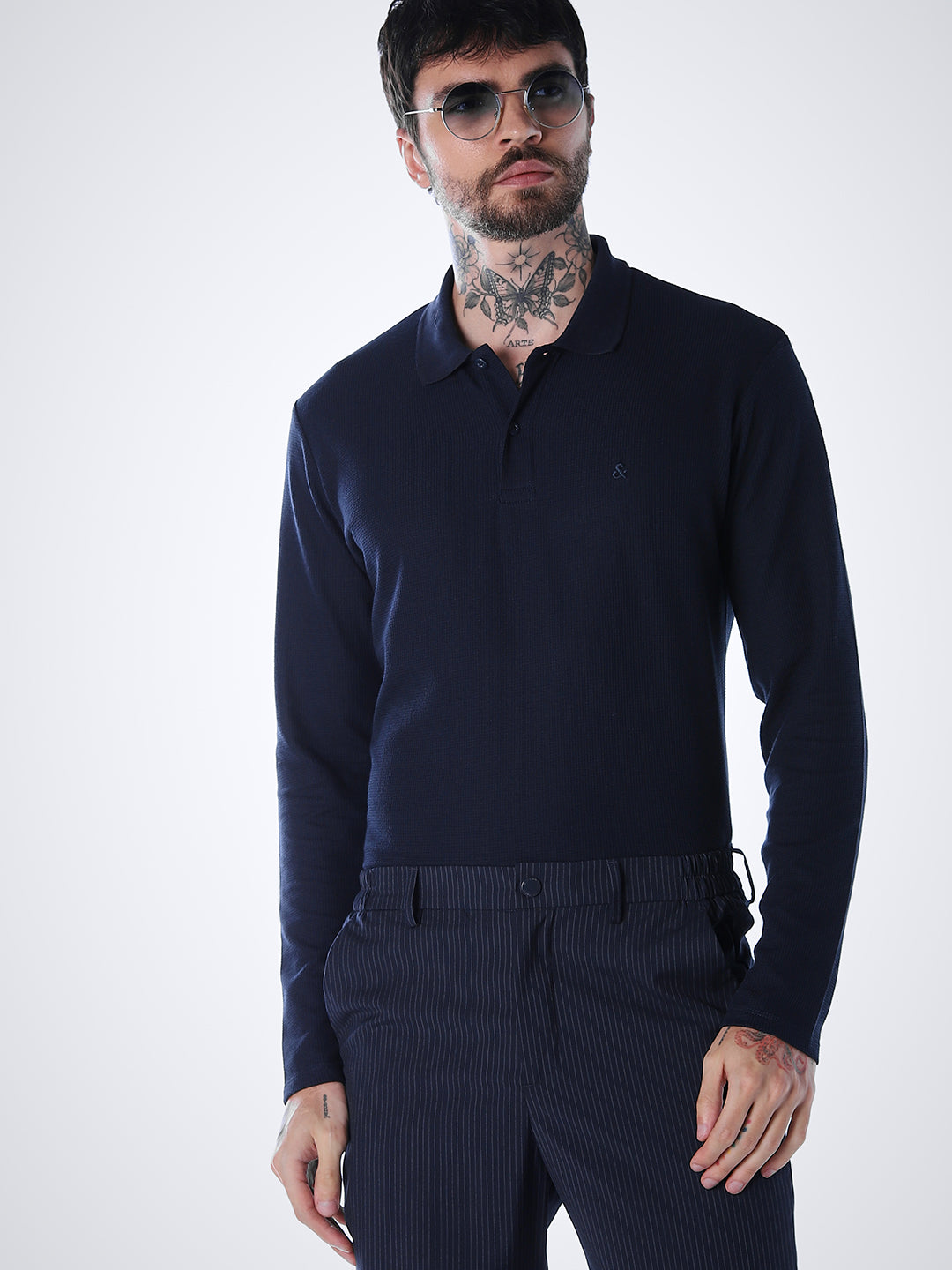 Regular Fit Full Sleeves Polo - Blue