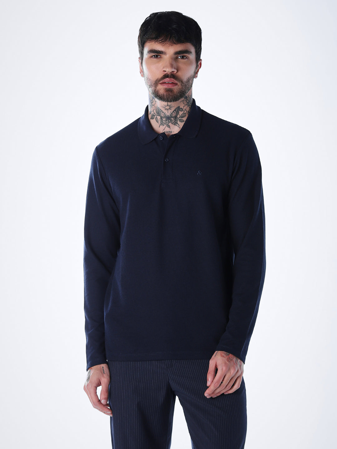 Regular Fit Full Sleeves Polo - Blue