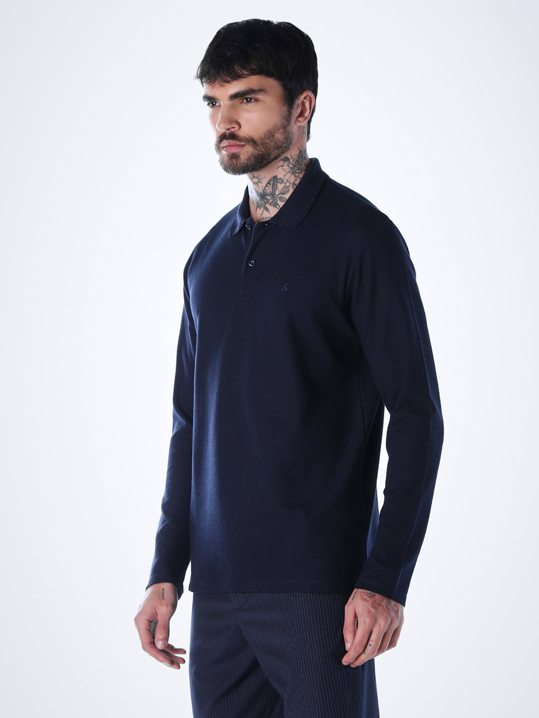 Regular Fit Full Sleeves Polo - Blue