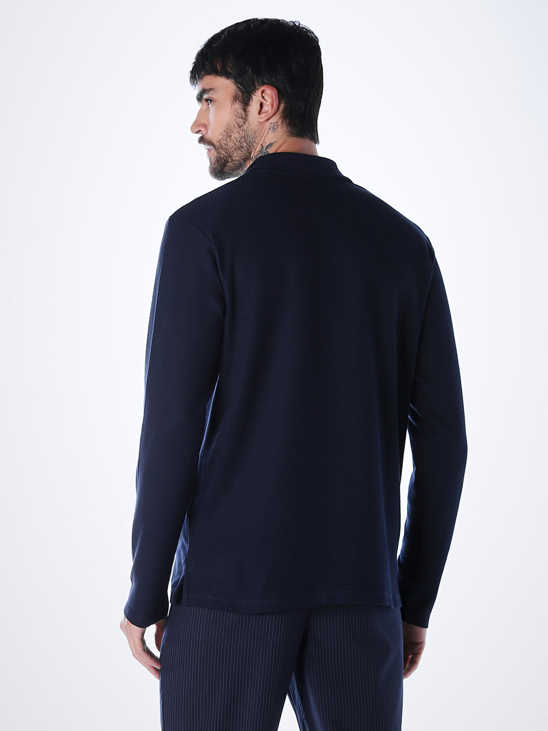 Regular Fit Full Sleeves Polo - Blue