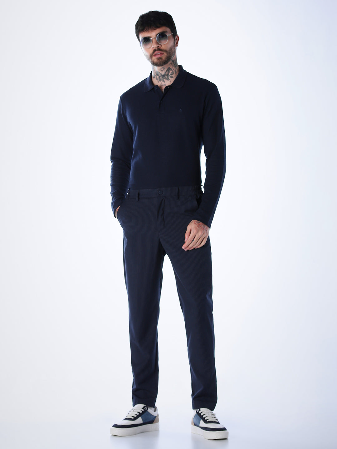 Regular Fit Full Sleeves Polo - Blue