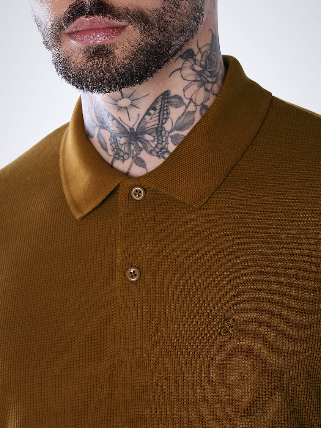 Regular Fit Full Sleeves Polo - Brown